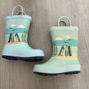 Cat & Jack Kids Rainboots Size 6 Light Blue Beach Waterproof Rubber Winter